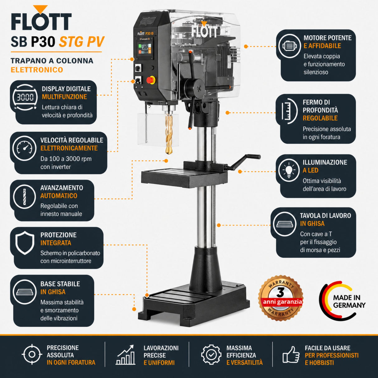 Pillar drill Flott SB P30 STG PV