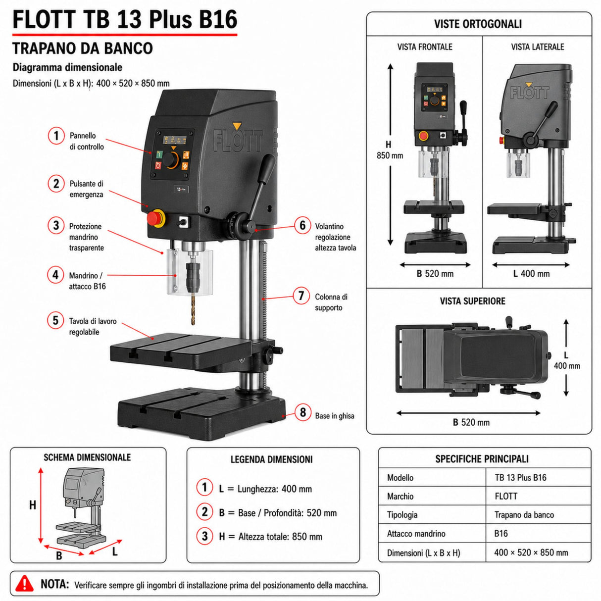 Bench Drill Flott TB 13 Plus B16