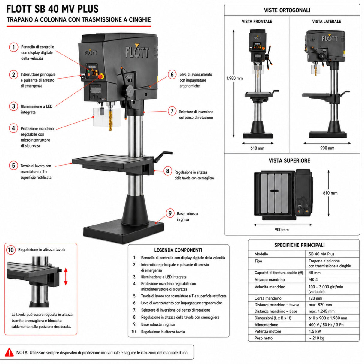 Flott SB 40 MV Plus Pedestal Drill