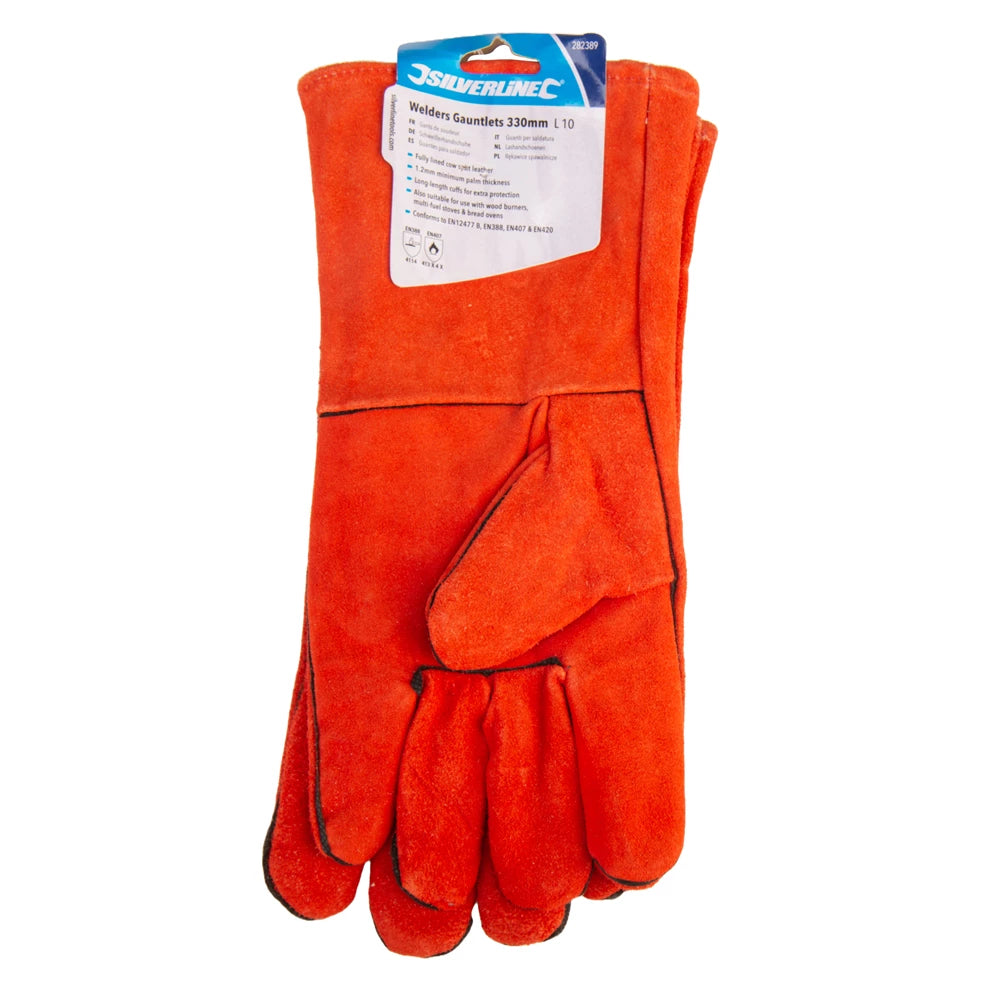 Silverline Split Leather Welding Gloves Personal Protective Equipment
