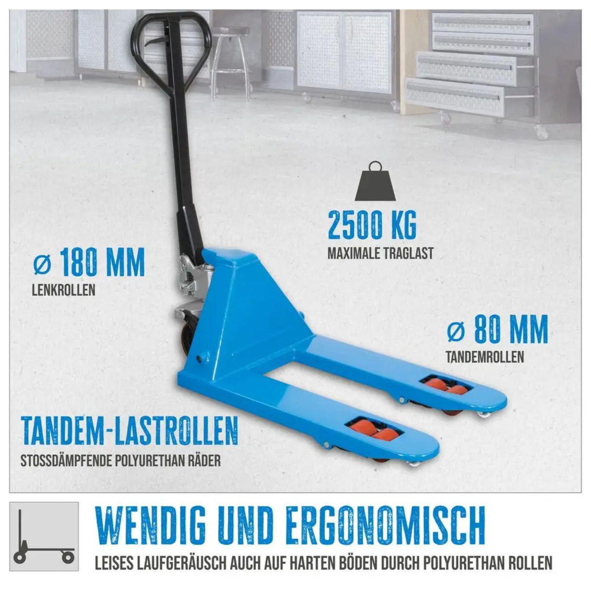 Güde Manual Pallet Truck 2500 kg – PU (800 mm forks)