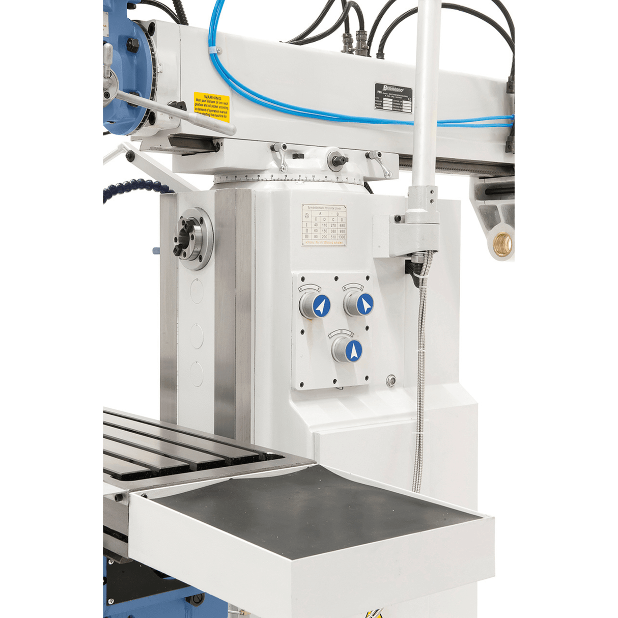 Bernardo UWF 95 N Universal Milling Machine – ISO 40, pneumatic clamping DIN 2080, table 1,600×360 mm, motors 2.2+2.2 kW, 3-axis DRO, weight 2,200 kg