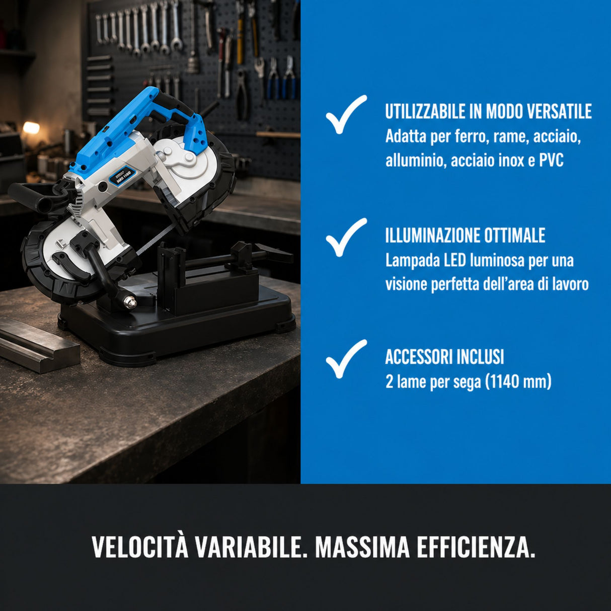 Guede 1100 W metal-cutting band saw