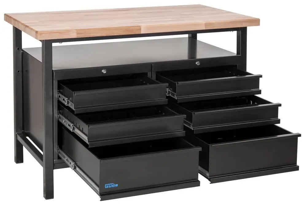 Guede workbench P 1200 SS Black Line with 6 drawers