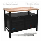 Guede workbench P 1200 SS Black Line with 6 drawers