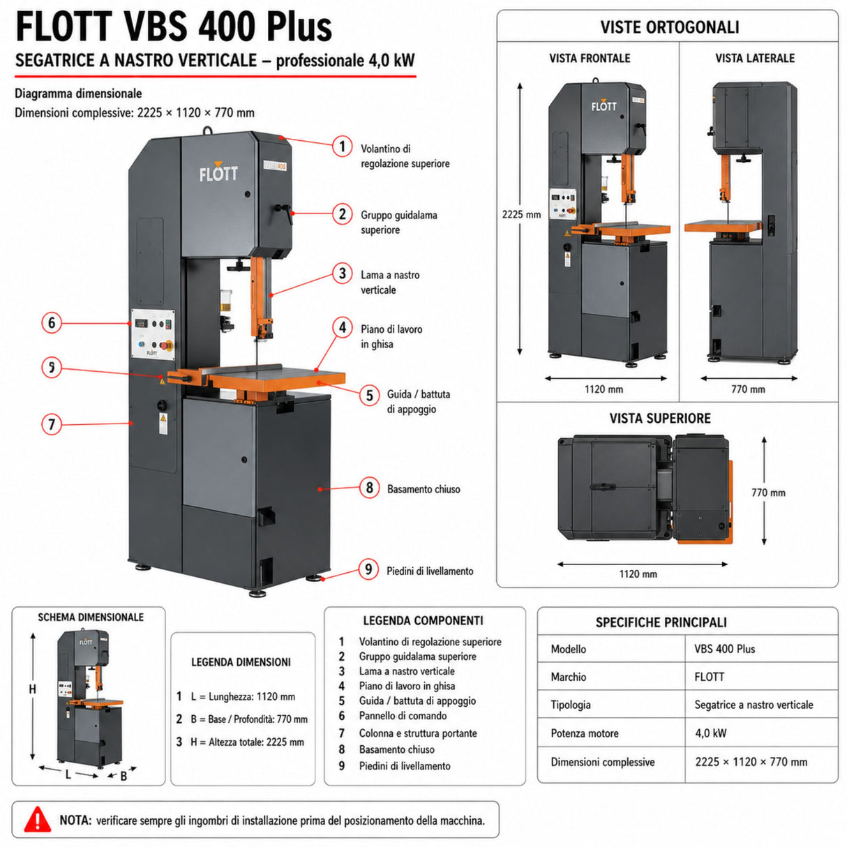 Flott VBS 400 Plus vertical band saw for metal