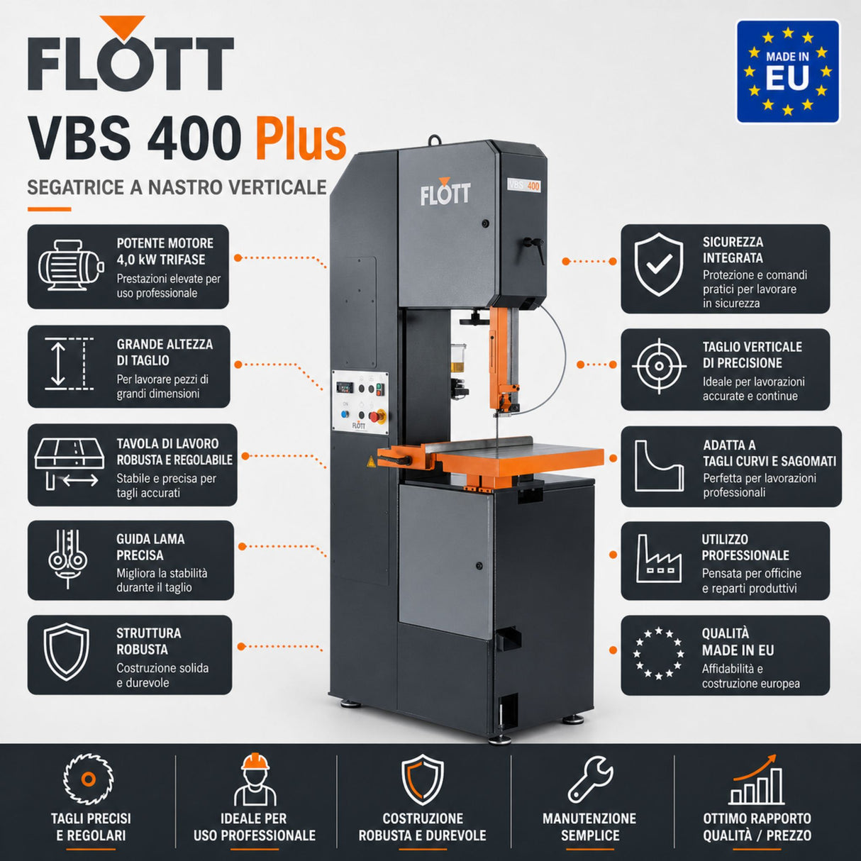 Flott VBS 400 Plus vertical band saw for metal