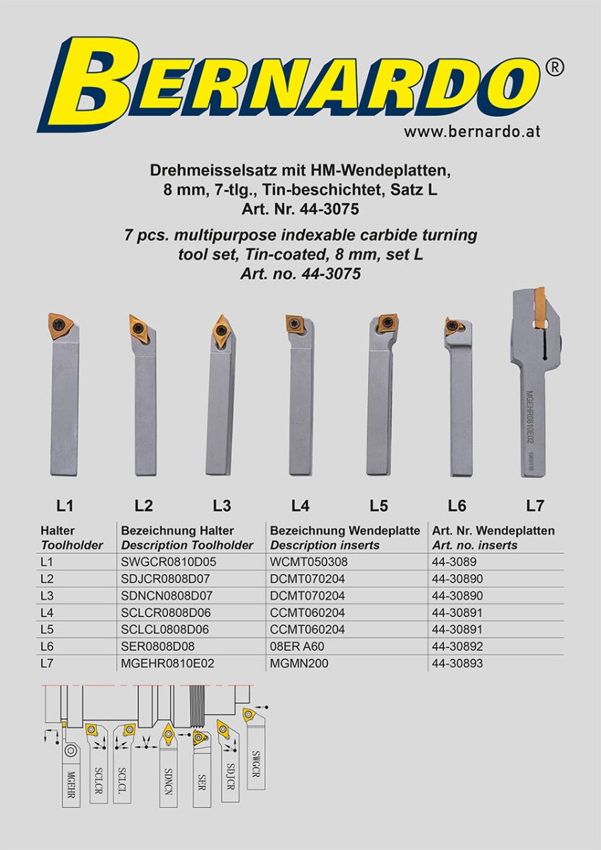 Bernardo Cutting tool Turning tool set 8 mm