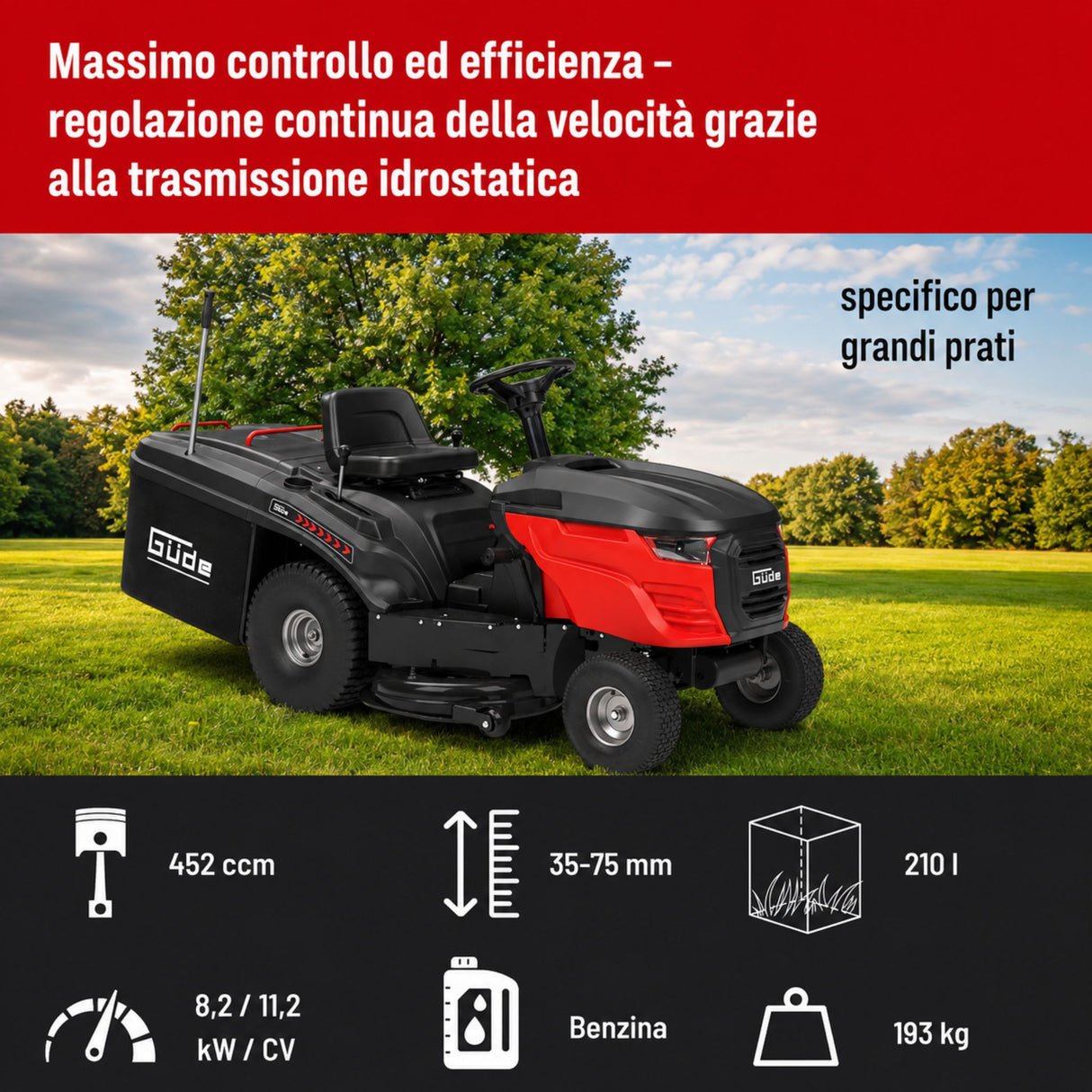 Güde GAR 960 T Hydrostat ride-on lawn mower
