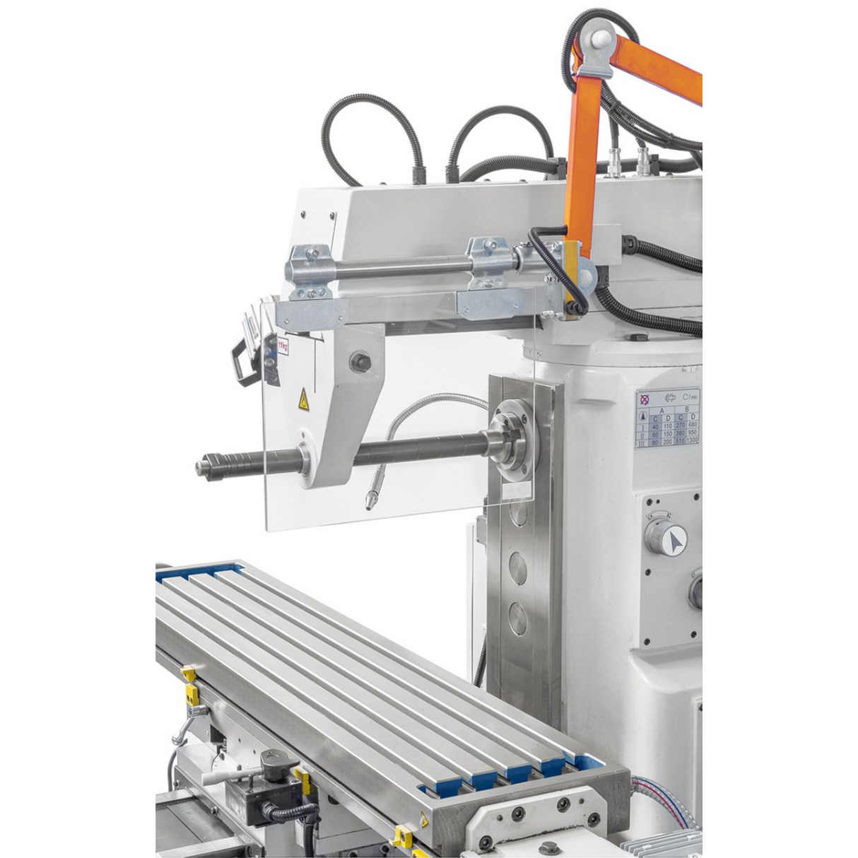 Bernardo UWF 90-1270 Universal Milling Machine with DRO ES-12 H + pneumatic clamping DIN 2080 – table 1,270 × 280 mm, ISO 40, vertical + horizontal spindles, 1.5+2.2 kW motor, 1,300 kg weight