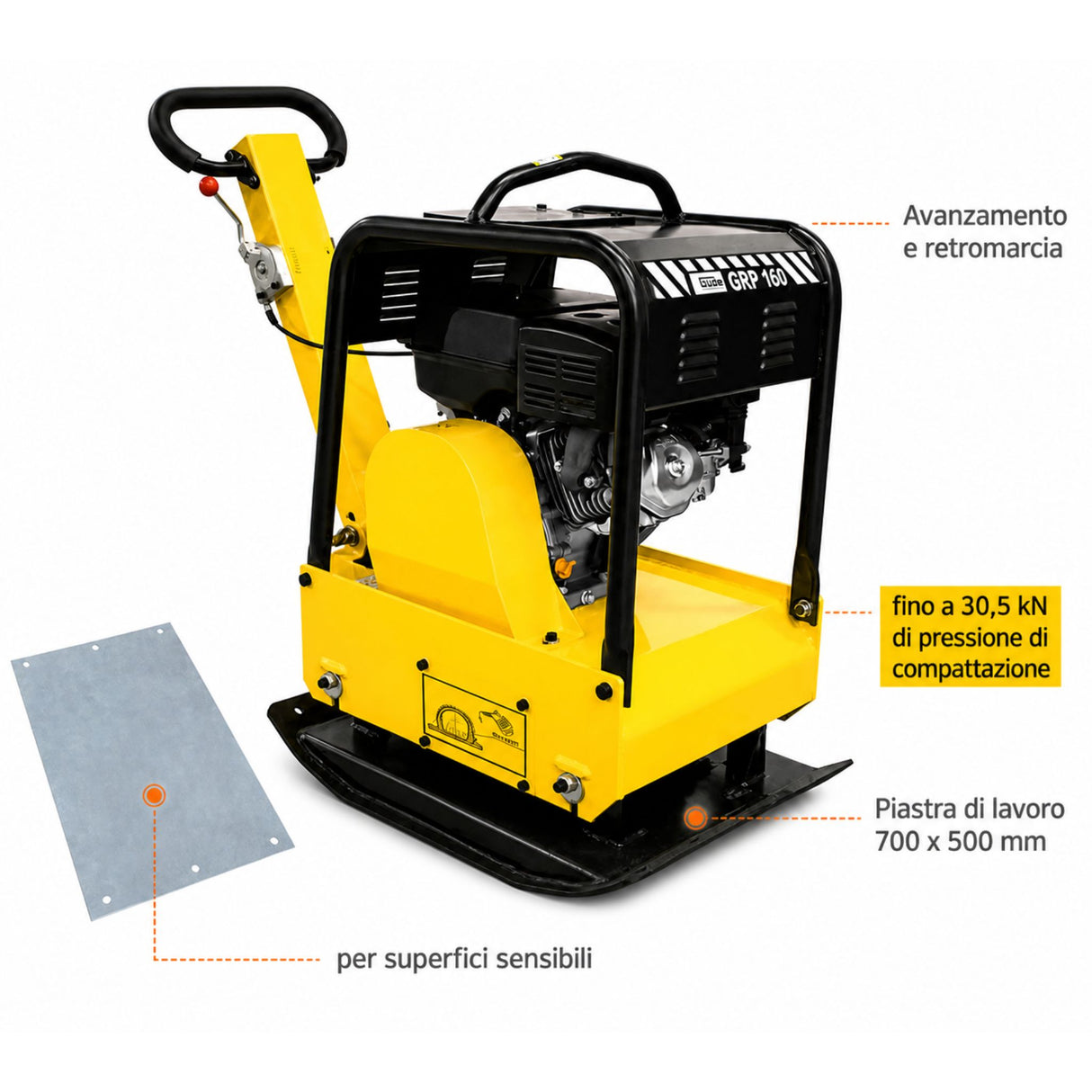 Guede Construction Equipment Vibrating Plate GRP 160 30 kN