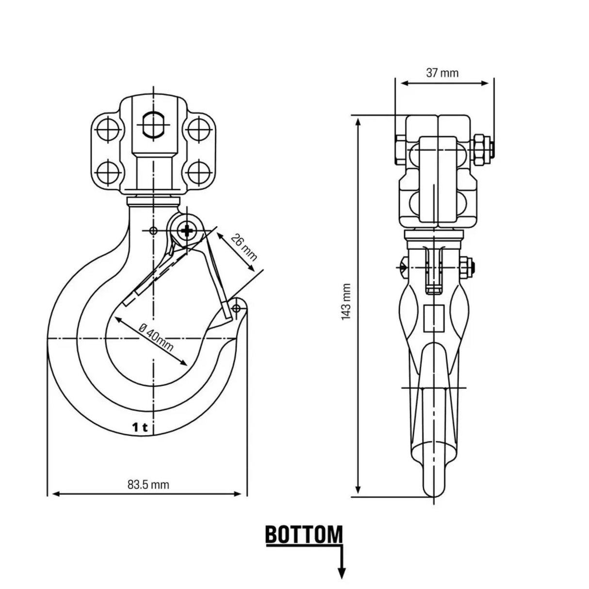 Güde spur gear hoist 1000 kg