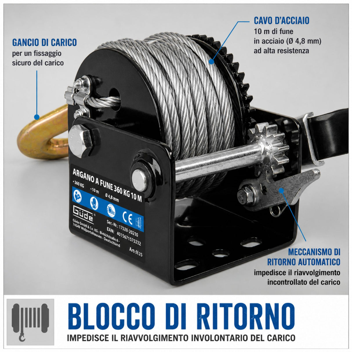 Güde Manual Winch 360 kg