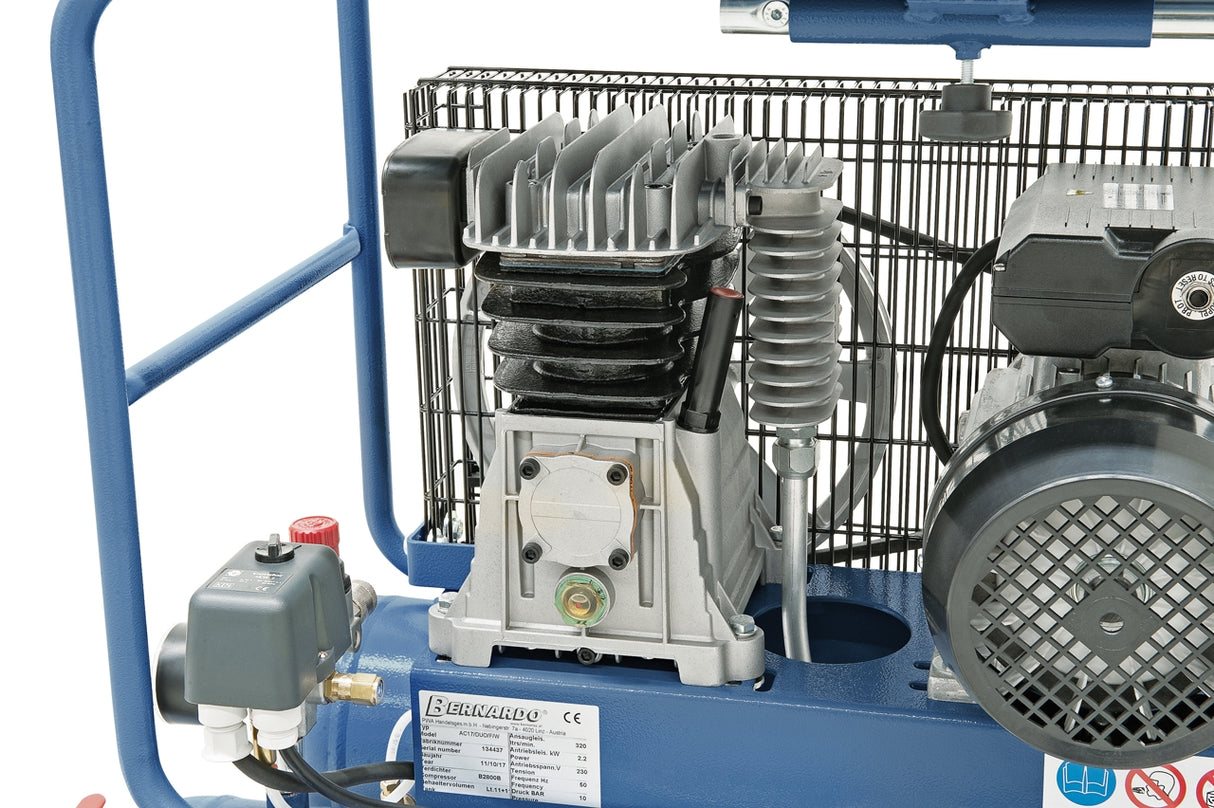 Bernardo AC17/DUO/F/W Wheeled Compressor – 3 HP, Silent
