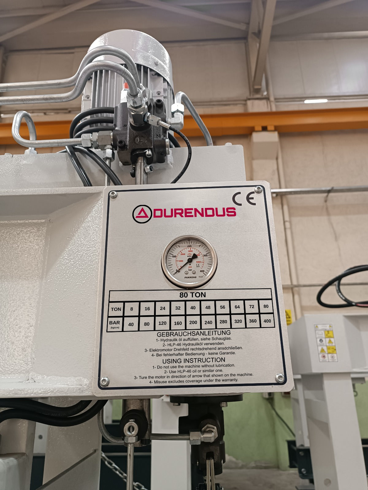 Durendus DW Series Hydraulic Plate Press 80 Ton with Sliding Cylinder