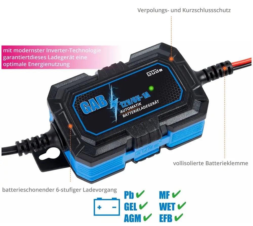 Automatic charger Güde GAB 12V/6V-1A