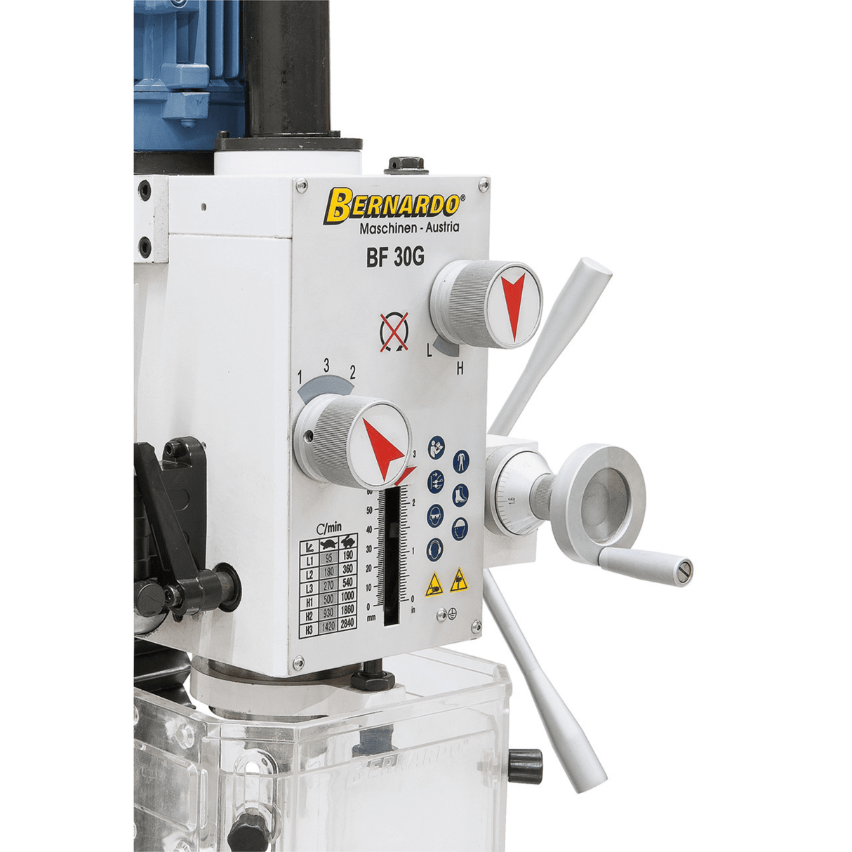 Bernardo BF 30 G drill-milling machine, mechanical gear, 12 speeds 95-2,840 rpm, drilling Ø30 mm