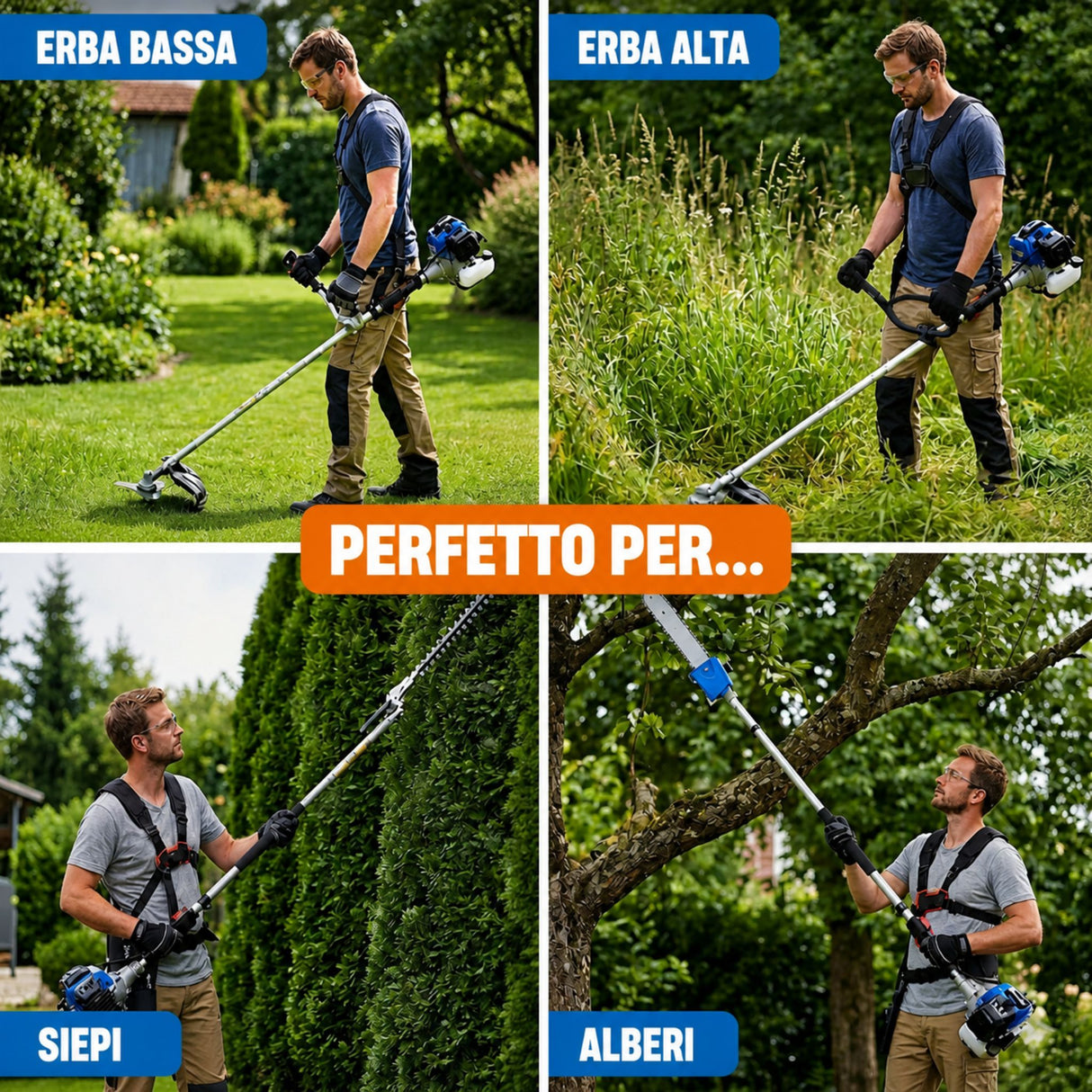 Güde GPS 1001 4-in-1 Multifunction Brushcutter – 1.2 kW 2-stroke engine with 4 attachments