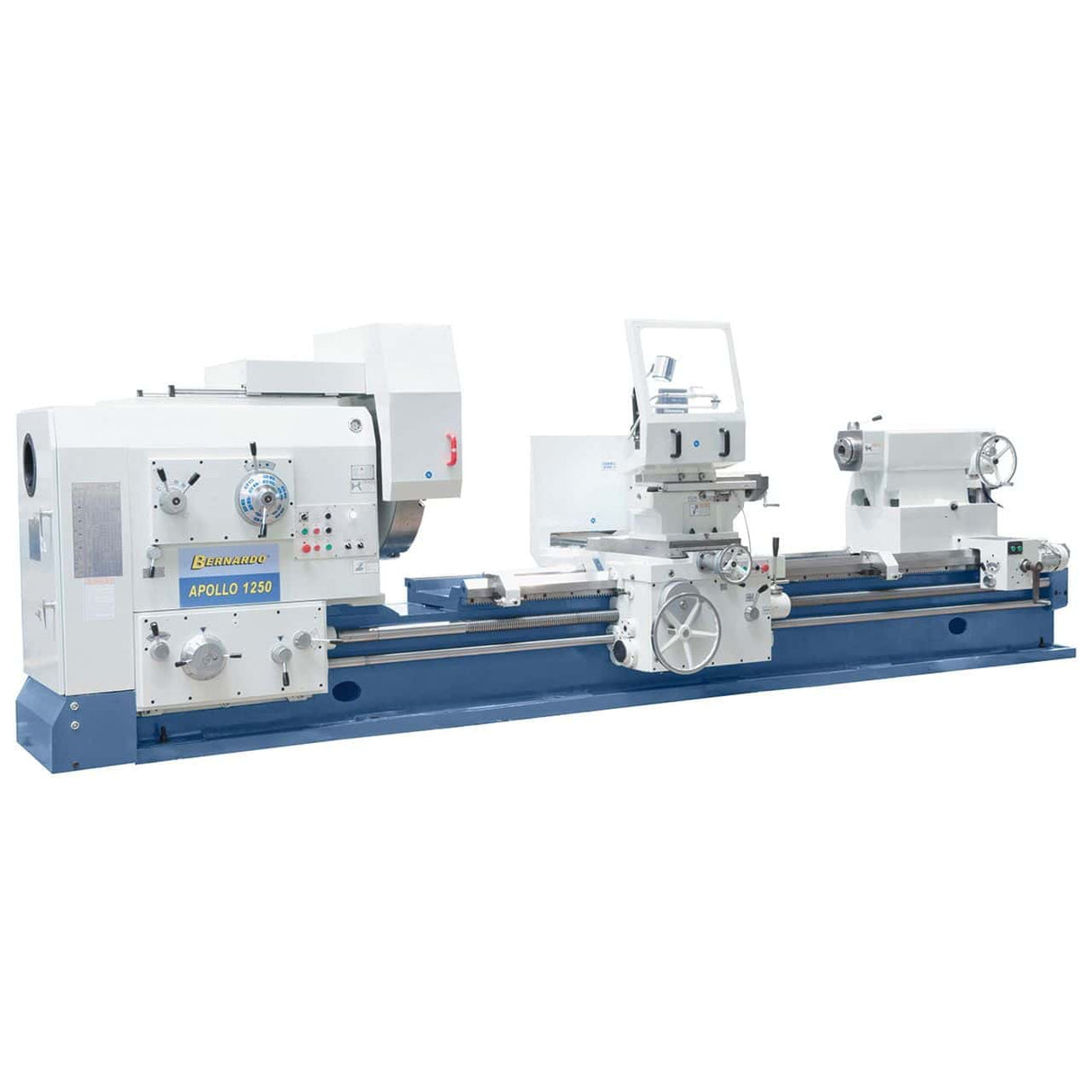 Bernardo Apollo 1250 x 8000 heavy-duty conventional lathe – 8000 mm distance between centers, 1250 mm swing, 22 kW motor, ISO A2-15, 16,800 kg weight, 3-axis DRO included