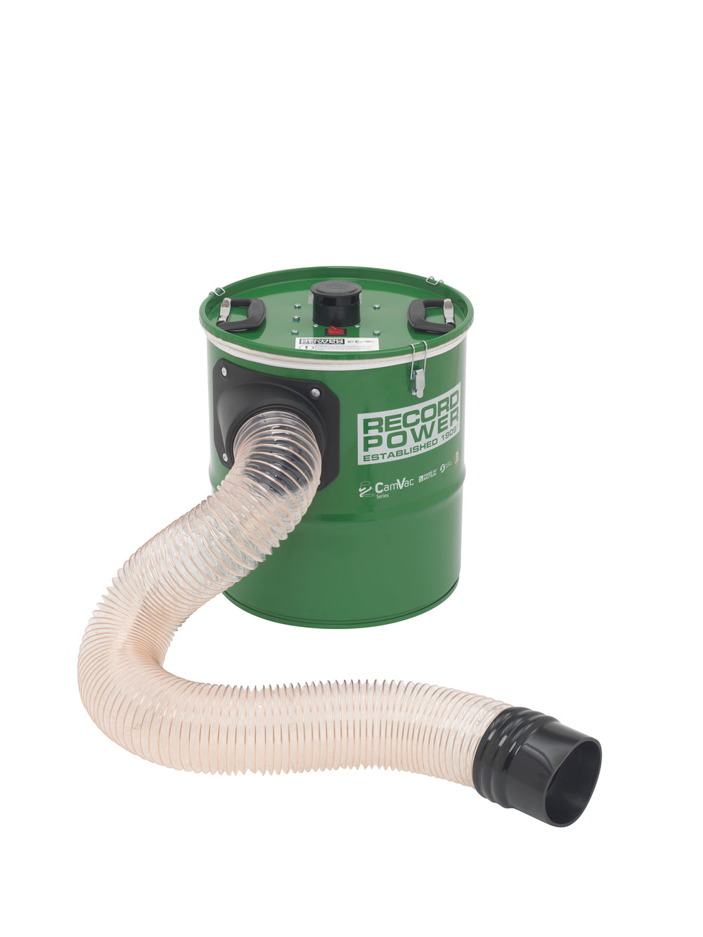 Aspiratore CamVac Record Power CGV286-3 con capacità da 36 litri e motore da 1 kW, progettato per applicazioni professionali in officine e laboratori.