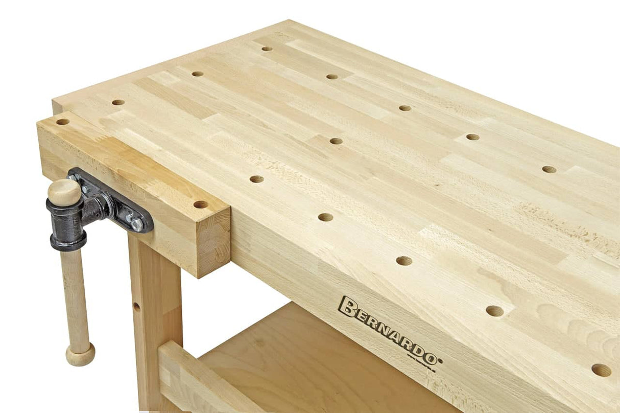 Bernardo WB 2100 Profi Professional Workbench – steamed solid red beech, dimensions 2,120 × 760 mm, working height 860 mm, weight 73 kg