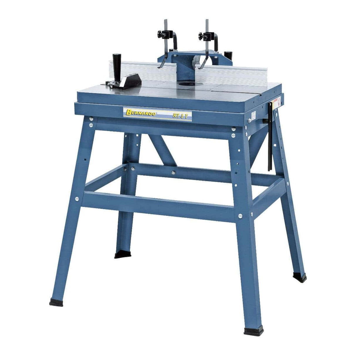 Banco fresatrice Bernardo RT 3 T con piano da 780 x 505 mm e tavolo inclinabile 0°-45°, ideale per fresature precise e versatili.