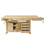 Bernardo WB 2100 Profi Professional Workbench – steamed solid red beech, dimensions 2,120 × 760 mm, working height 860 mm, weight 73 kg