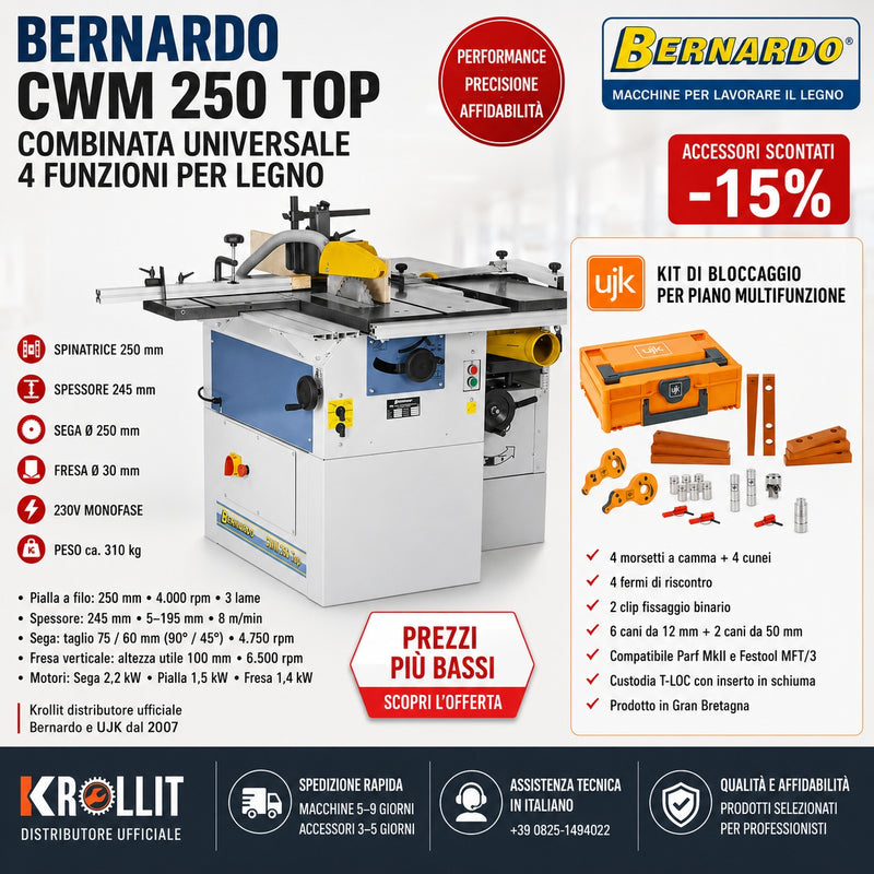 Bernardo CWM 250 Top Combination Machine + UJK Complete Clamping Kit