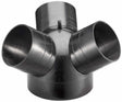 Giunzione a Y Bernardo con ingresso Ø150 mm e tre uscite Ø100 mm, compatibile con aspiratori DC 500, DC 500 E, DC 550 CF e RV 350, ideale per impianti di aspirazione professionali.