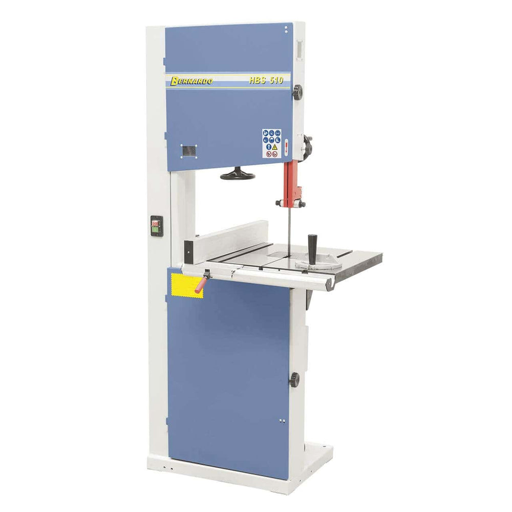 Sega a nastro per legno Bernardo HBS 510 con tavolo inclinabile, guida a 3 rulli e motore da 2,2 kW – 230/400 V.