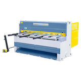 Cesoia a ghigliottina Bernardo MTE 3060 x 4 mm NCC con battuta posteriore NC motorizzata, lame doppie e tavolo con rulli integrati.