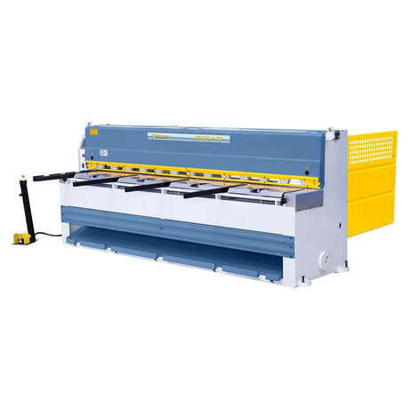 Cesoia a ghigliottina Bernardo MTR 1100 x 6 mm NCC con controllo Fuji touch screen, lame doppie e supporto pneumatico lamiera.