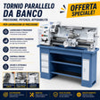 Tornio per metallo Bernardo Profi 900 Vario alimentazione 230V, ideale per lavorazioni di tornitura precise con regolazione variabile della velocità e struttura robusta.