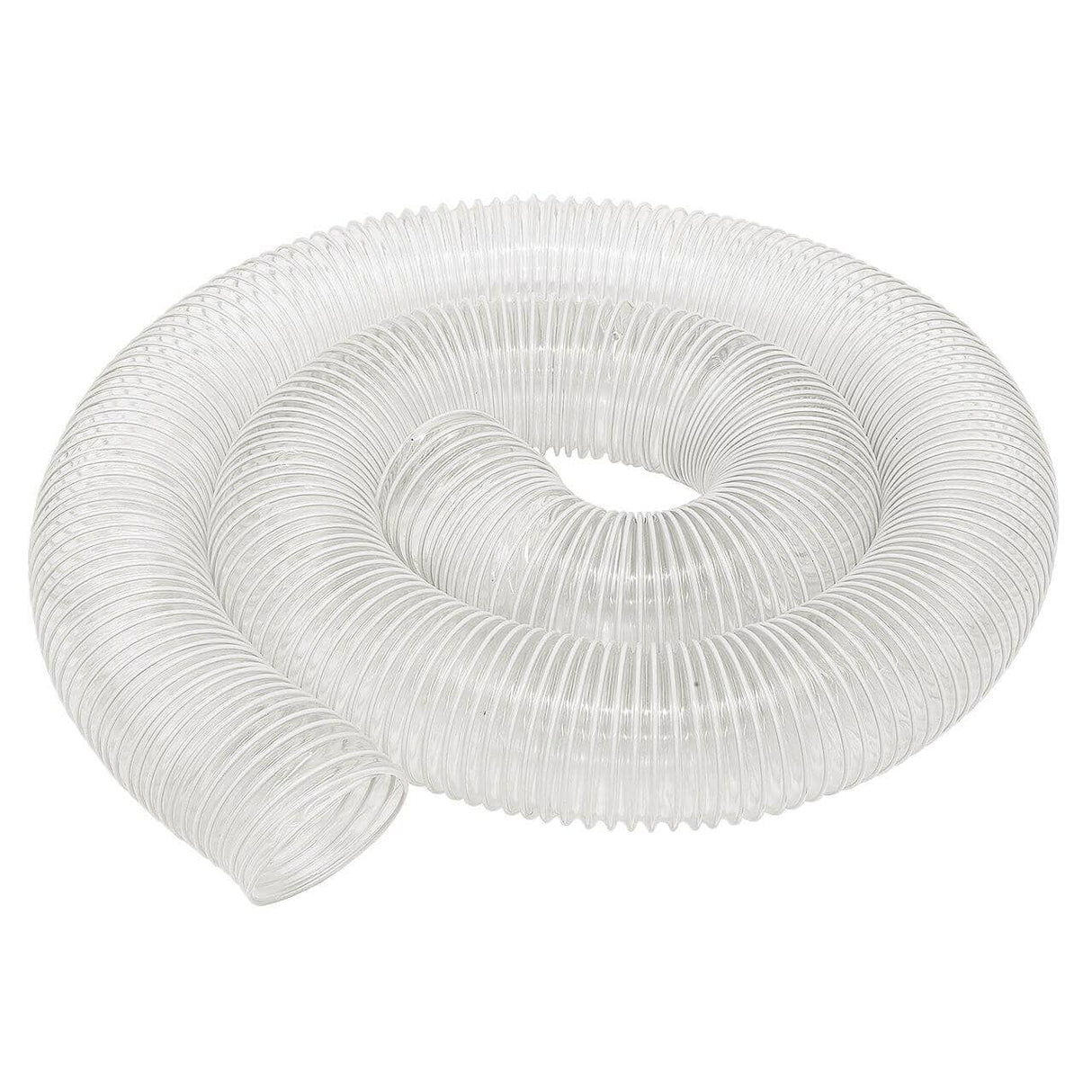 Tubo in PVC Bernardo Ø100 mm, lunghezza 4 m, flessibile e trasparente con spirale in acciaio zincato, ideale per impianti di aspirazione industriali.