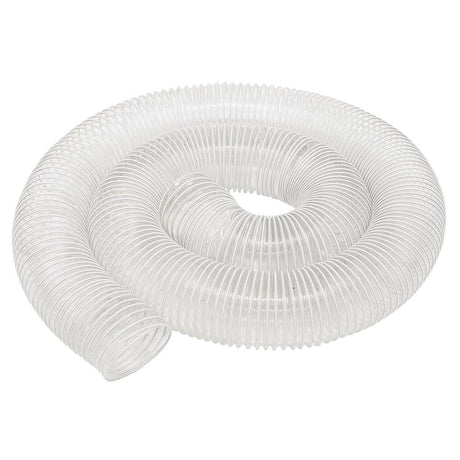 Tubo in PVC Bernardo Ø100 mm, lunghezza 4 m, flessibile e trasparente con spirale in acciaio zincato, ideale per impianti di aspirazione industriali.