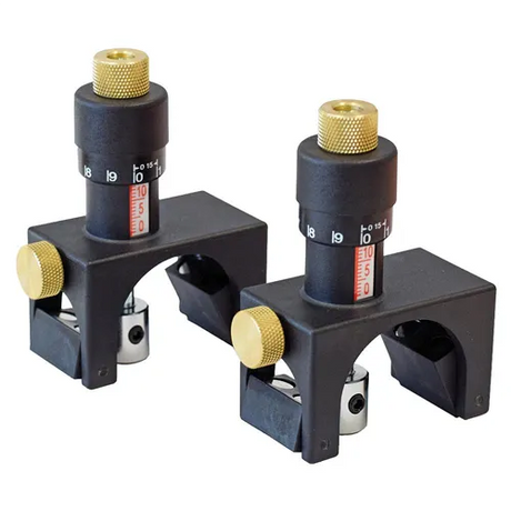 Set di 2 calibri magnetici IGM con scala micrometrica per la registrazione precisa dei coltelli nel portacoltelli di piallatrici a filo e spessori.