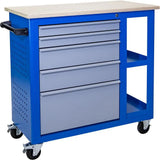 Carrello officina professionale Güde GWB 05 con banco da lavoro, 5 cassetti bloccabili, pannelli forati Euro e ruote con freno.