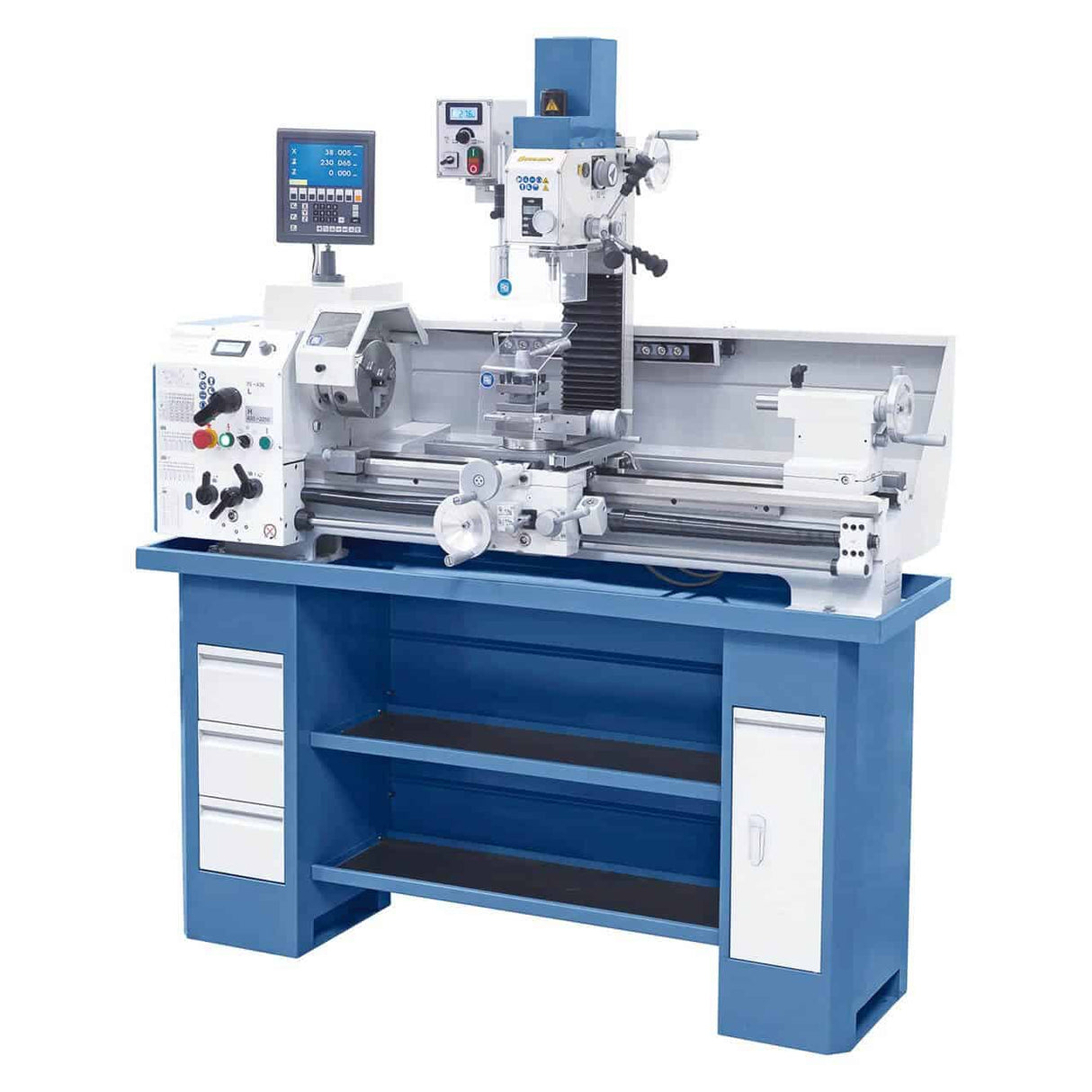 Centro di lavoro combinato Bernardo Proficenter 880 G Vario / 400 V, tornio-fresatrice con inverter e dotazione completa di accessori.