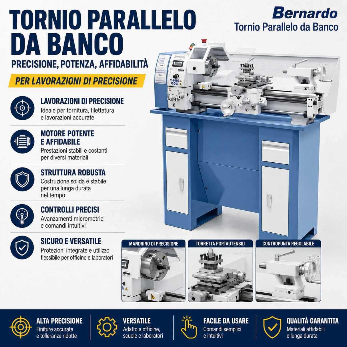 Bernardo Profi 550 LZ Lathe / 230 V – Compact and precise