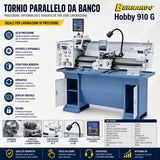 Metal Lathe Bernardo Hobby 910 G 230V / 400V with 3-Axis DRO ES-12 V