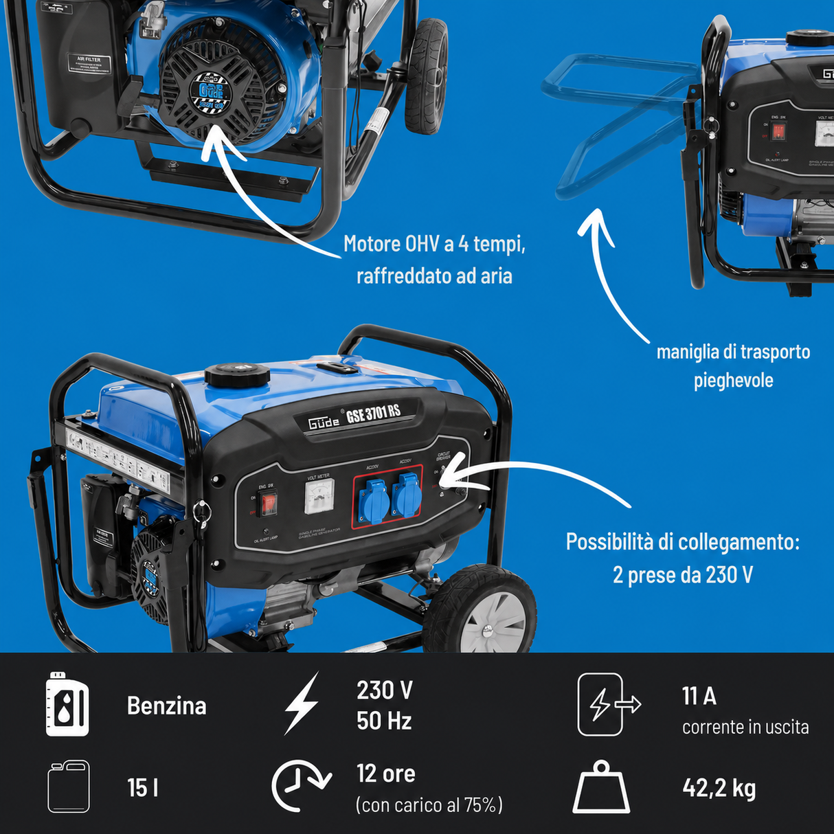 Petrol generator Güde GSE 3701 RS
