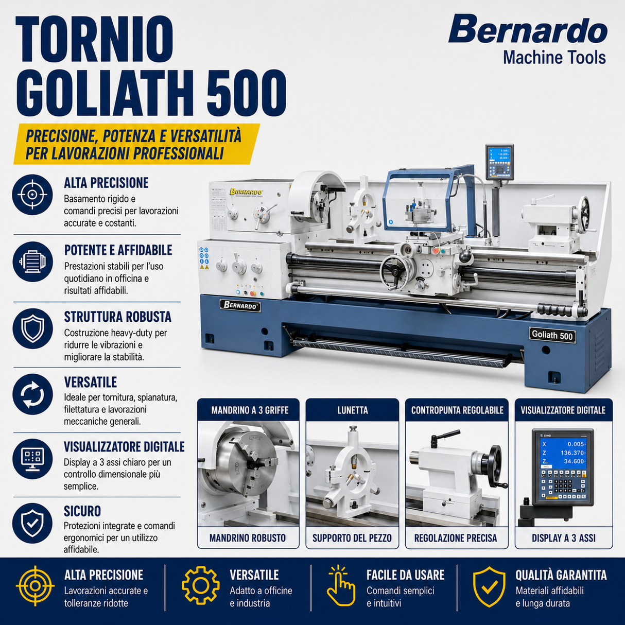 Metal Lathe Bernardo Goliath 500 x 1000