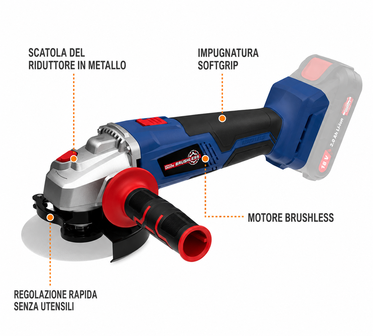 Guede WS 18-0 BL Cordless Angle Grinder