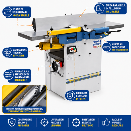 Bernardo FS 310 PS Planer and Thicknesser with Spiral Cutterblock