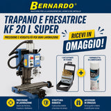 Trapano fresatrice Bernardo KF 20 L Super in versione combo, ideale per lavorazioni di foratura e fresatura su metallo con precisione e affidabilità.