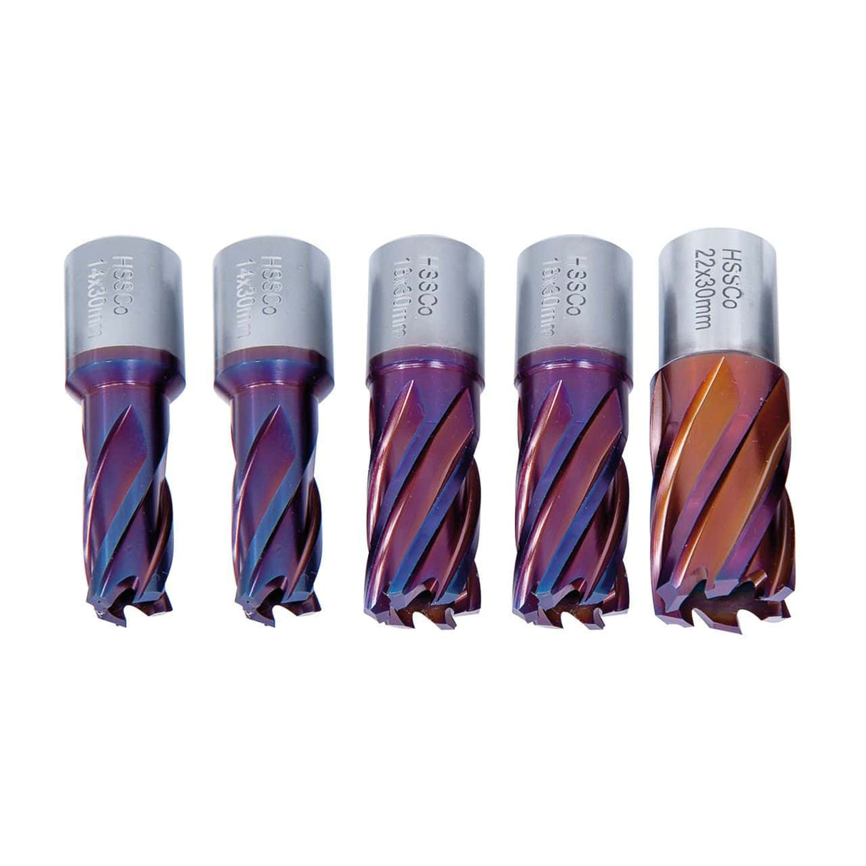 Bernardo HSSCO5 CDS Core Drill Bit Set in nACO, 14/18/22 mm, 30 mm Drilling Depth, 5 Pcs