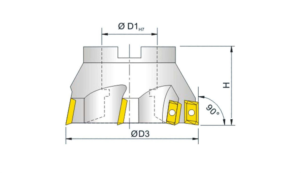 Bernardo Cutting Tool Face and Angle Cutter, 50 mm diameter