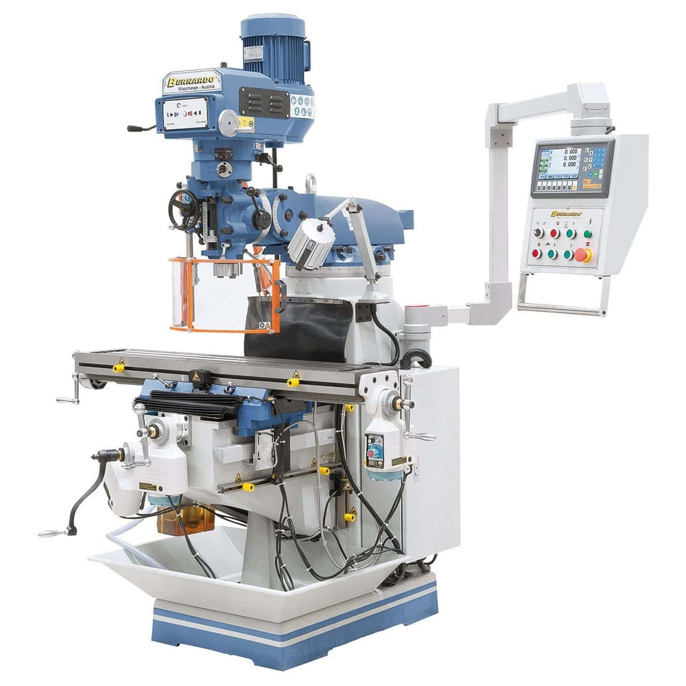 Bernardo Fresatrice multifunzionale MFM 230 Super con tavola da 1245 x 230 mm, testa universale inclinabile e orientabile, completa di display digitale a 3 assi ES-12 H.