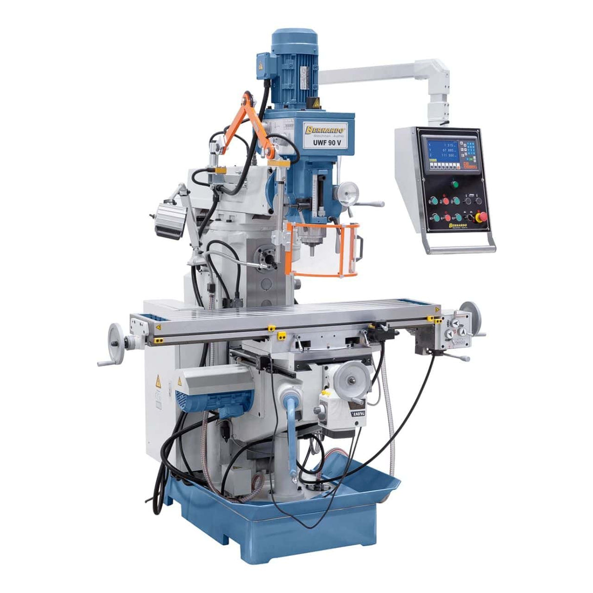 Bernardo UWF 90 V Universal Milling Machine – ISO 40, double spindle, 1,270×280 mm table, 2.2+2.2 kW motors, ES-12 H 3-axis DRO