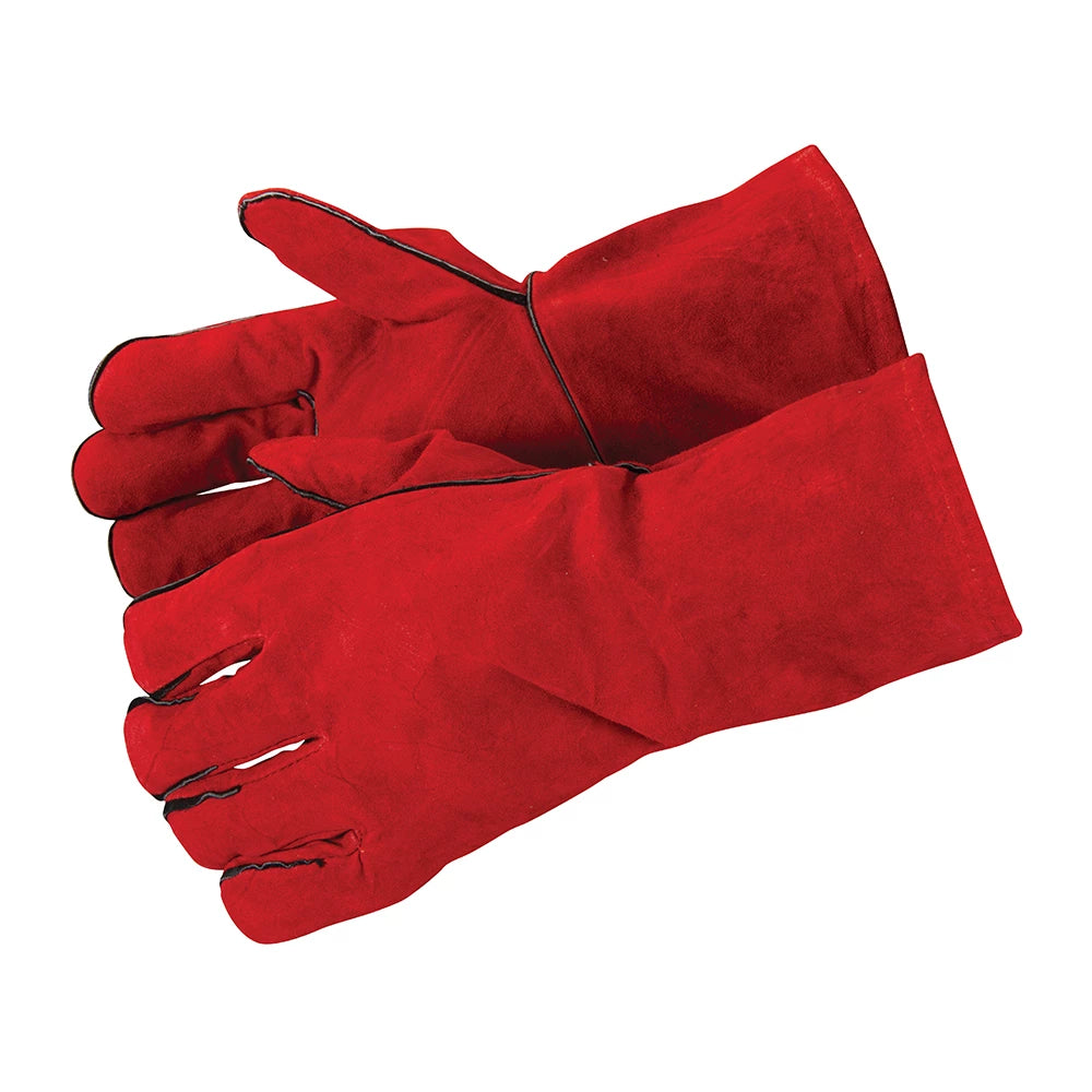 Guanti da saldatura Silverline in cuoio spaccato, completamente foderati, con polsini lunghi e palmo da 1,1 mm, conformi alle norme EN12477 A e EN420.